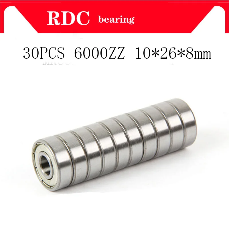 

30PCS 6000ZZ Bearing ABEC-5 10x26x8 mm High quality Deep Groove 6000 ZZ Ball Bearings 6000Z 80100 Z 6000z bearing