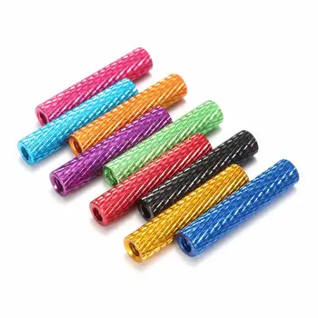 

SULEVE New 10Pcs/Set M3AS6 M3 28mm Aluminum Alloy Knurled Standoff Anodized Spacer Multi-color colourful Red Pink Purple Blue
