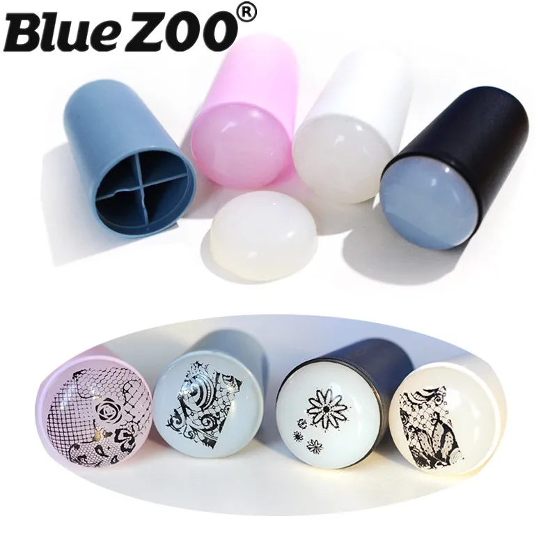 Professional 4 Color Soft Silicone Nail Stamper with Scraper DIY