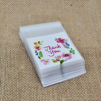 

50/100pcs 7*7cm Thank You Printed Plastic Transparent Cellophane Baking Candy Cookie Gift Pack Bag For Wedding Birthday Party
