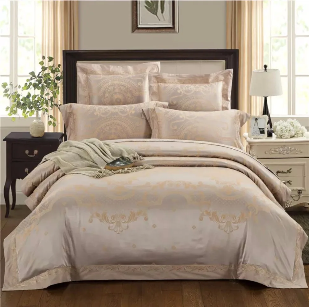 Luxury Black Bedding Sets Silk Cotton Jacquard Queen King Size