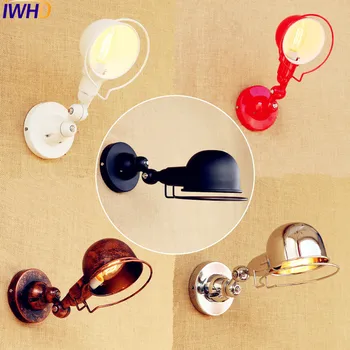 IWHD Adjustable Arm LED Wall Lamp Vintage Retro Wall Sconce Stair Light Fixtures Arandelas Lamparas De Pared wall sconce american country golden vintage led wall light fixtures for home indoor lighting beside lamp lamparas de pared