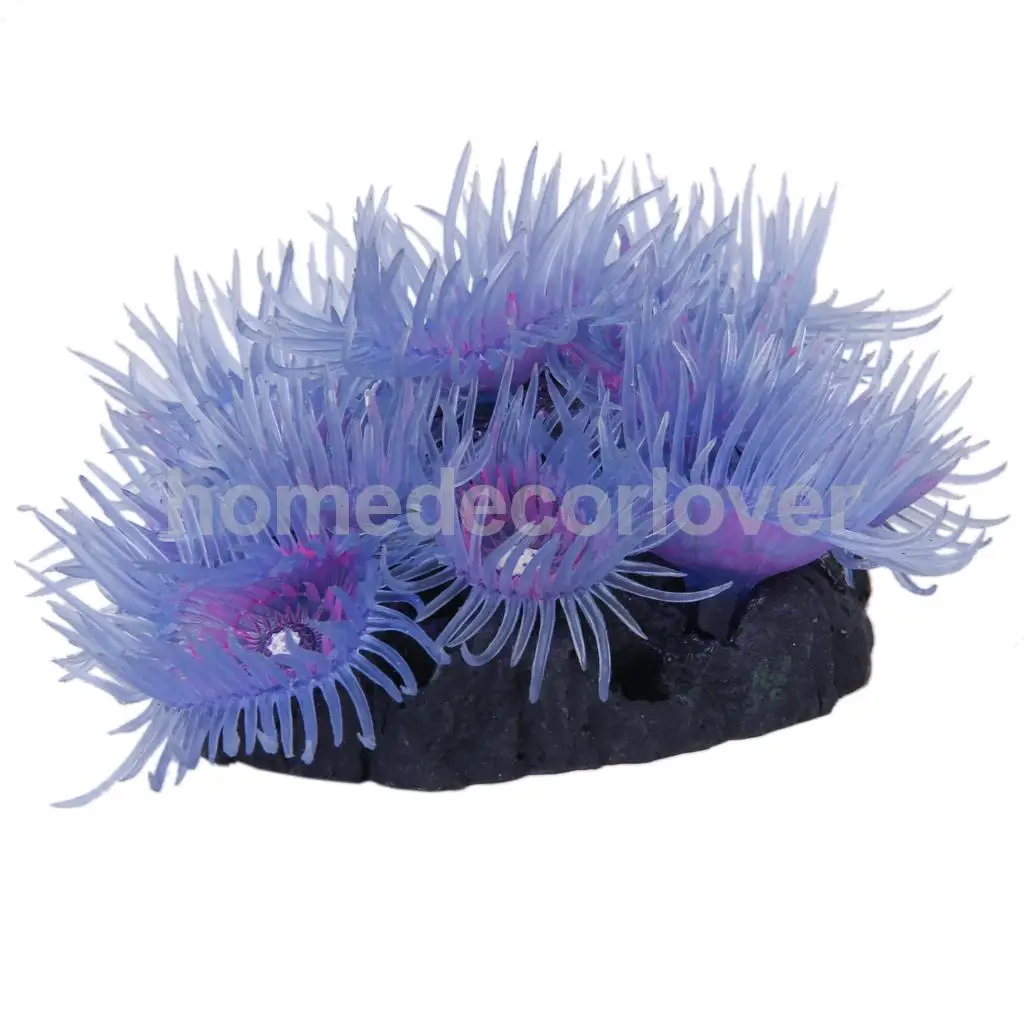 Синевато-фиолетовый искусственный морской анемон Коралл аквариумный аквариум орнамент Декор DIY