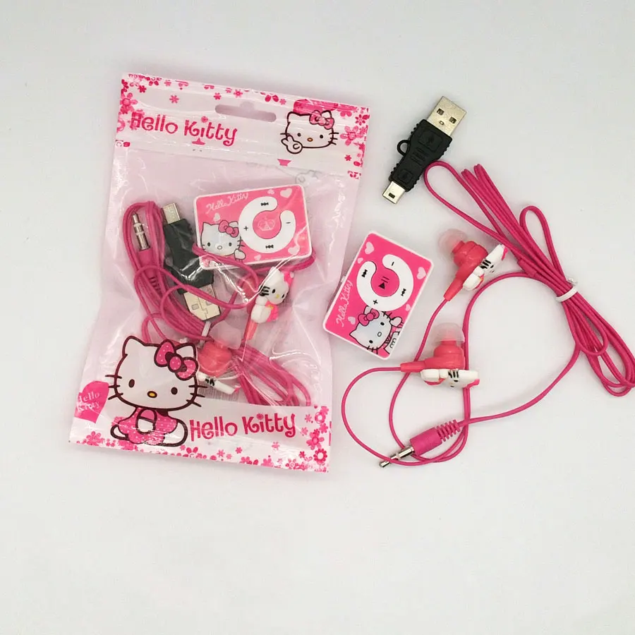 Модный MP3 музыкальный плеер hello kitty с поддержкой Micro TF карты с наушниками Hello kiItty и мини-usb