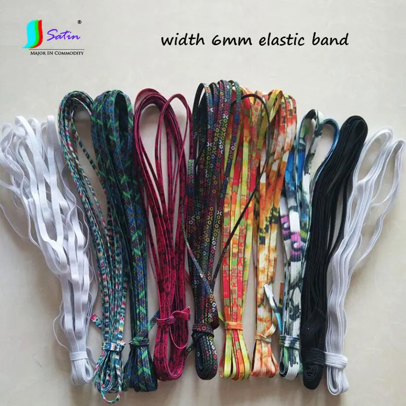 

High quality 30 Meters Width 6MM Colorful Printing Elastic Band,Sew Accessory Narrow 6mm Pattern Elastic Band S0970L