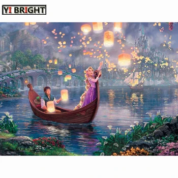 

Needlework 5d Diy Diamond Painting Cartoon Romantic Lantern Boating Cross Stitch Diamond Embroidery Full Diamond Mosaic art Gift