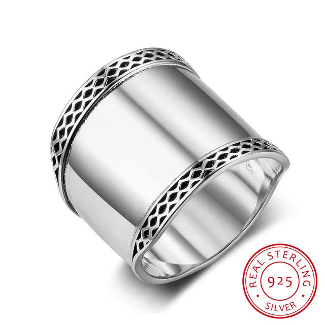 Solid 925 Sterling Silver Rings Women Wedding Rings Silver Jewelry 20mm Width Vi Solid 925 Sterling Silver Rings Women Wedding Rings Silver Jewelry 20mm Width Vi