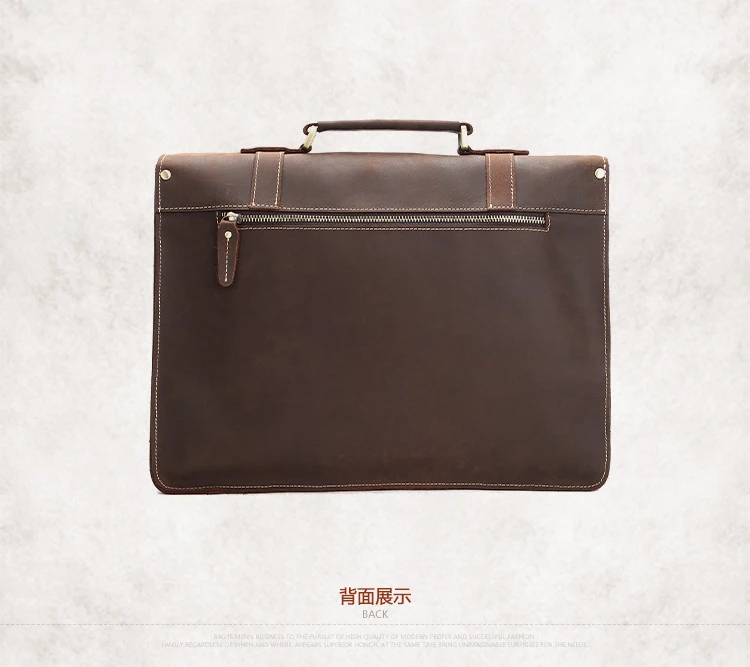 Vintage Horse Echtes Business Tote Laptoptasche tasche Handtasche Schultertasche Männlich Männer Aktentasche Crazy Leder rnHB6r