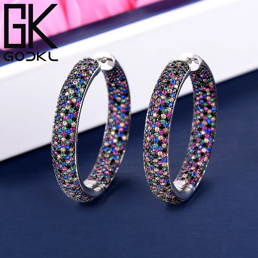 

GODKI Luxury Round Circle Cubic Zirconia Statement Hoop Earrings For Women Wedding DUBAI Big Earring boucle d'oreille femme 2018