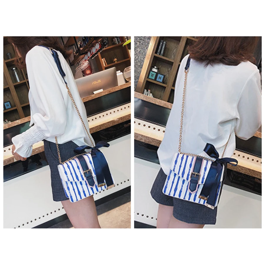 Luxury Striped Women Handbag Chain Bow Women Shoulder Messenger Bag Cute Pu Leather Mobile Phone Handbag Brand Evening Bag 2018 Luxury Striped Women Handbag Chain Bow Women Shoulder Messenger Bag Cute Pu Leather Mobile Phone Handbag Brand Evening Bag 2018
