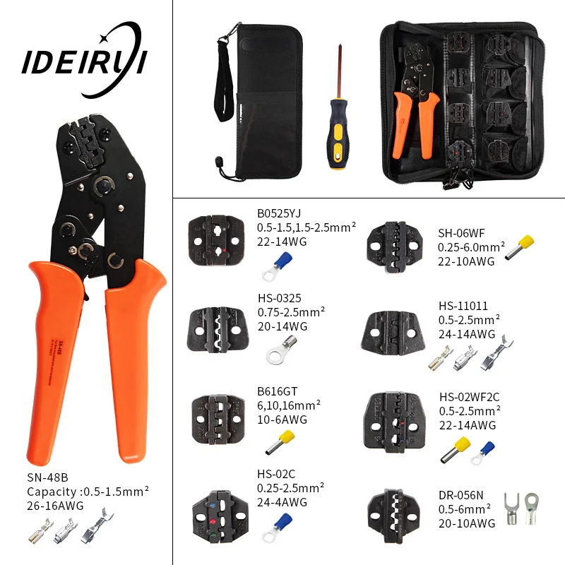 

SN-48B pliers 8 claws for TAB 2.8 4.8 6.3 / C3 XH2.54 3.96 2510 / tube / no electrical terminal block crimping pliers kit tool