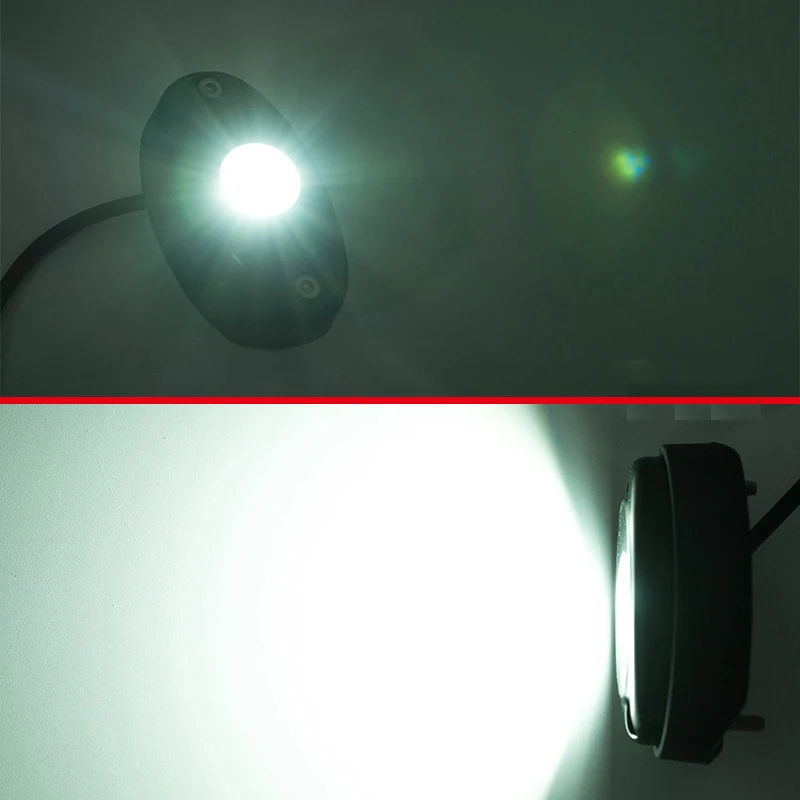 Universal 9W Rock Flood Beam LED 12V 24V 4x4 Under Body Trail Rig SUV ATV Light White 6000k Off Road High Power LED Rock Light Kit Underbody Glow Trail Rig ATV UTV SUV RZV 4X4 Offroad Motorcycle Boat (4)
