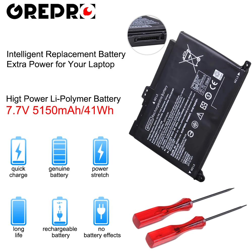 BP02XL 5150 мА/ч, 41wh ноутбука Батарея для hp павильон ПК 15 15-AU 15-AU010WM 849909-850(F9-21) 849569-421 HSTNN-LB7H BP02041XL