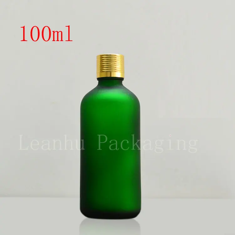 Best Green frosted 100ml bottles of essential oils wholesale bottle with gold cap,100cc glass bottle,high quality