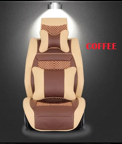 Роскошные 5 мест 4 цвета универсальные автомобильные наборы подушек сидений шелк с ПВХ Кожа Авто аксессуары наборы автомобильные чехлы для сидений 10 шт./компл - Название цвета: Coffee