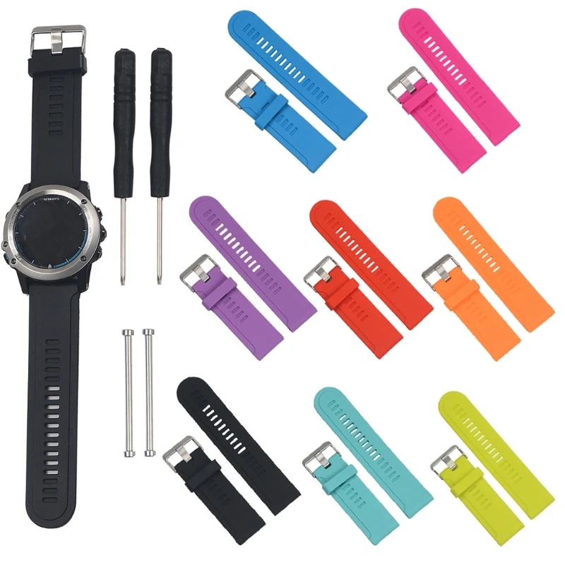 

Replacement Silicone Watchband Strap for Garmin Fenix 3 / Fenix 3 HR GPS Watch With Tools