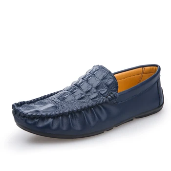 

Crocodile Leather Shoes Men Loafers Slip On Men Shoes Casual On Blue Black White