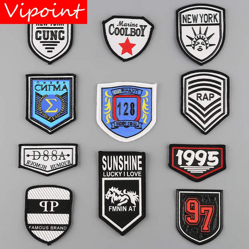 

VIPOINT embroidery printed warning patches letter alphabet patches badges applique patches for clothing YM-20