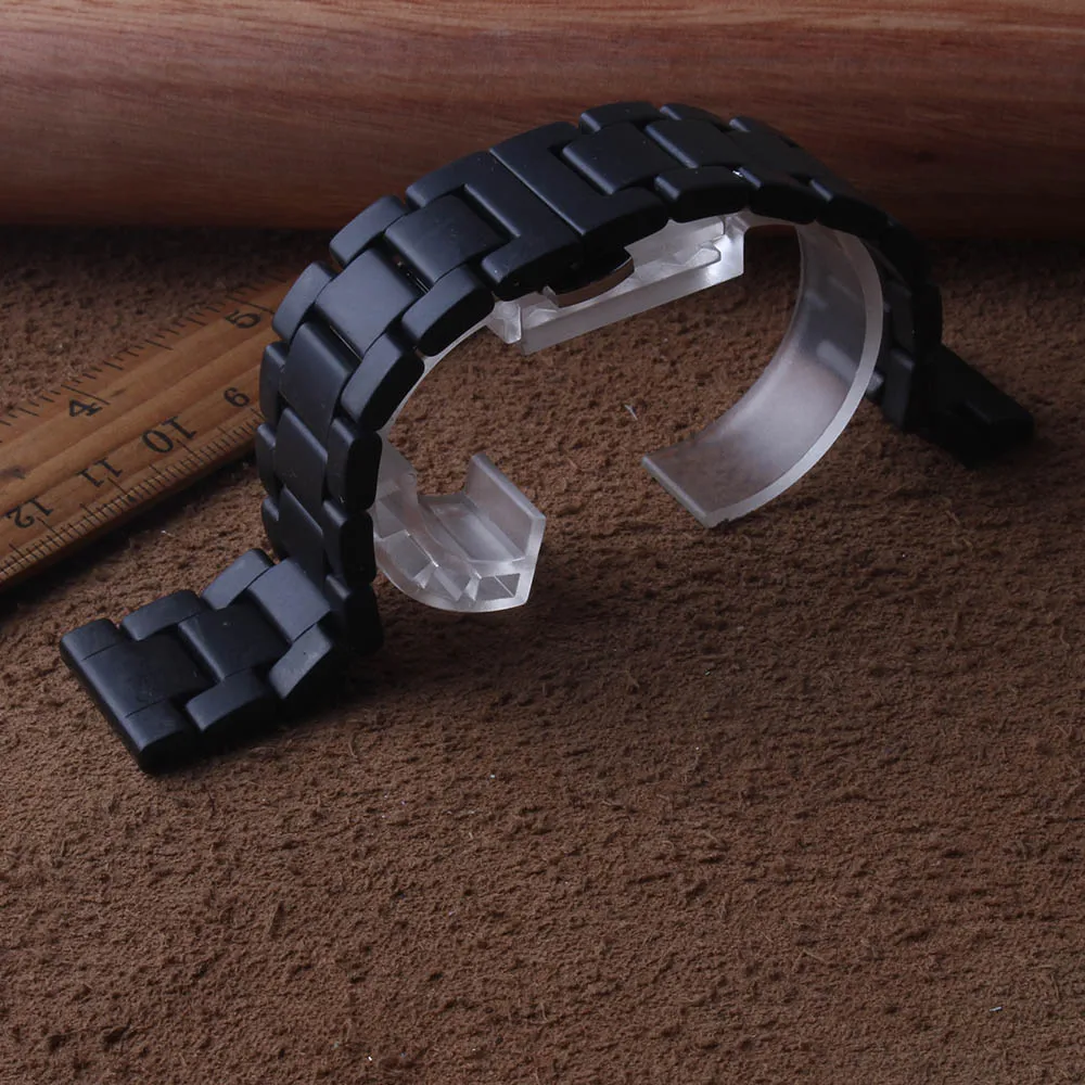 

For Samsung Gear S2/S3 watchband quality ceramic watch strap bracelet matte black 20mm 22mm metal buckle straight ends fashion