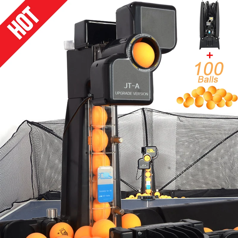

Professional JT-A Robot Table Tennis Sender Pitching Serve Machine Trainer Racquet Sports Collecting Net With 100 Pingpong Balls