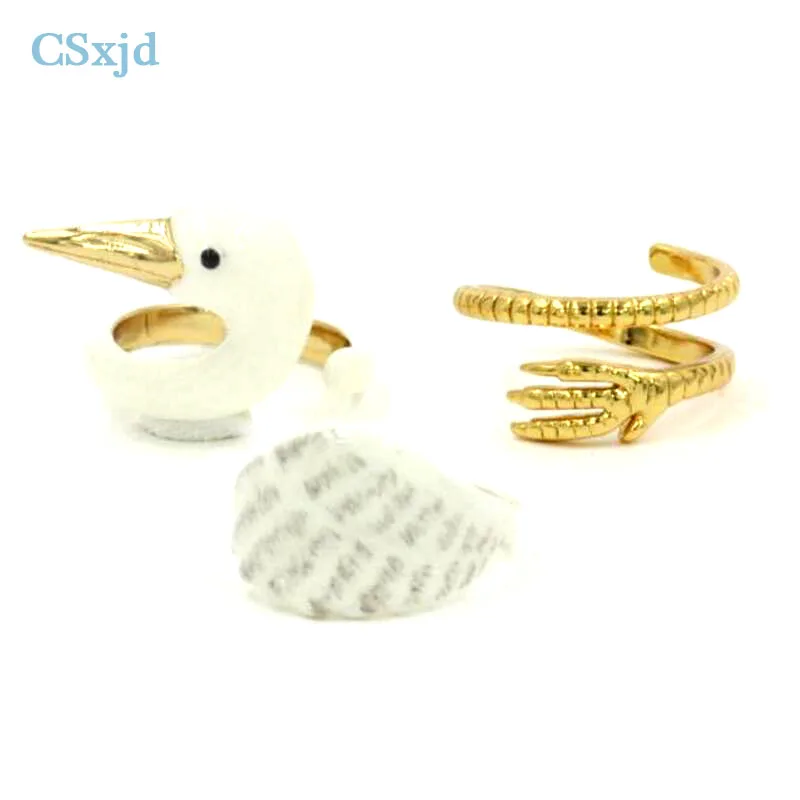 

CSxjd New design enamel white swan ring opening fashion ring 1 set