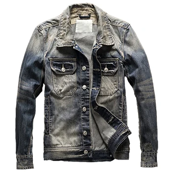 

2019 Casual Mans Denim Jacket and Coats European Designer Brand Biker Mens Suit Jeans Coat Plus Size XXXL Outerwear Spring A605