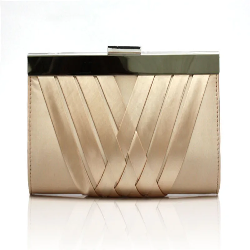 2016 Elegant Women Clutch Champagne Evening Bags Silk Fabric Purse