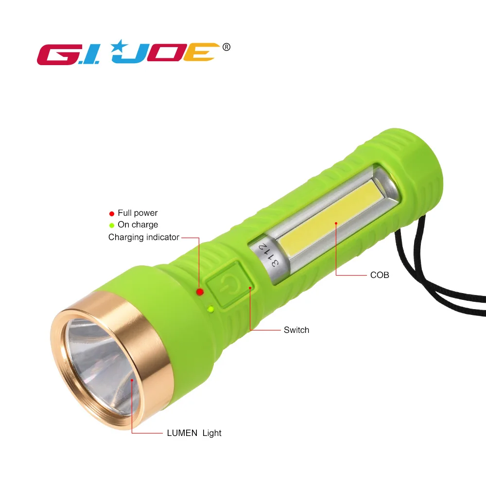 GIJOE 2019 Новое поступление светодиодный фонарь встроенный аккумулятор usb