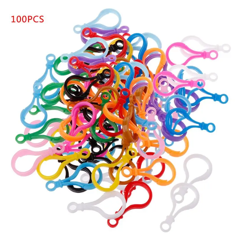 

100pcs Plastic Colorful Lamp Shape Buckle Snap Hook Lobster Clasp DIY Needlework Luggage Sewing Handmade Bag Purse Toy Doll Tool