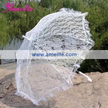 

10 Pcs/Lot Free Shipping New Vintage White Wedding Lace Umbrella Parasol