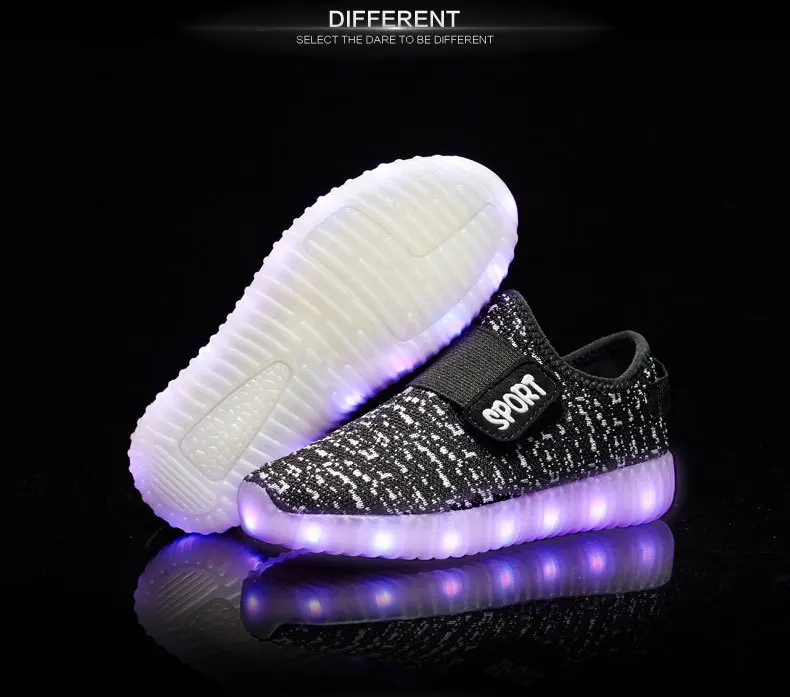 Size 25-37 Kids Led USB Recharge Glowing Shoes Children's Hook Loop Shoes Children's Glowing Sneakers Kids Led Luminous Shoes