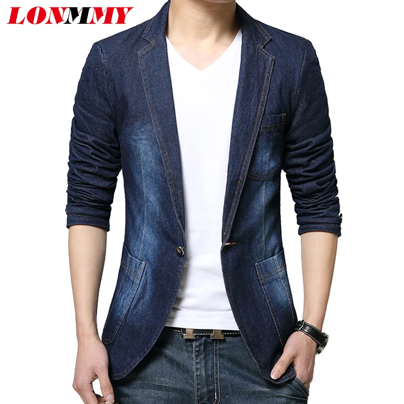 Aliexpress.com : Buy LONMMY Denim blazer men blazer jeans slim fit ...