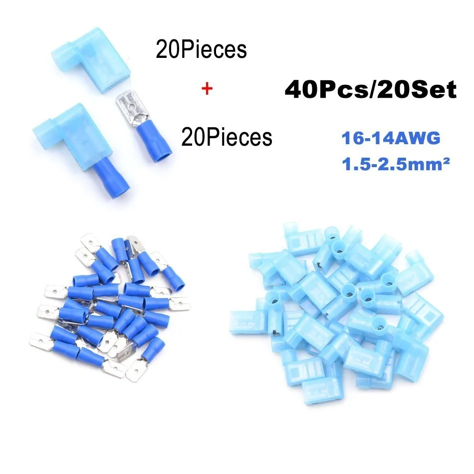 40 штук/20 компл. обжимной Мужской Женский Лопата Кабельные Клеммы нейлон флаг правый угол изолированные быстро Быстрый разъем провода терминатор