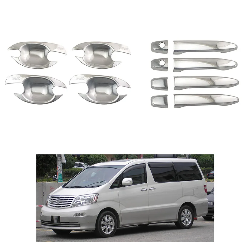 Для Toyota Alphard 2002-2007 Дверная ручка Крышка дверная чаша хромированные аксессуары наклейки для стайлинга автомобилей - Цвет: 12pcs