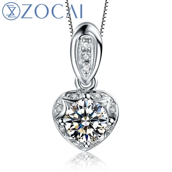 شراءZOCAI 0.22CT شهادة F-G/SI DIAMOND الجمالية القلب شكل 18 كيلو الذهب الأبيض الماس قلادة 925 الاسترليني الفضة سلسلة D04317
