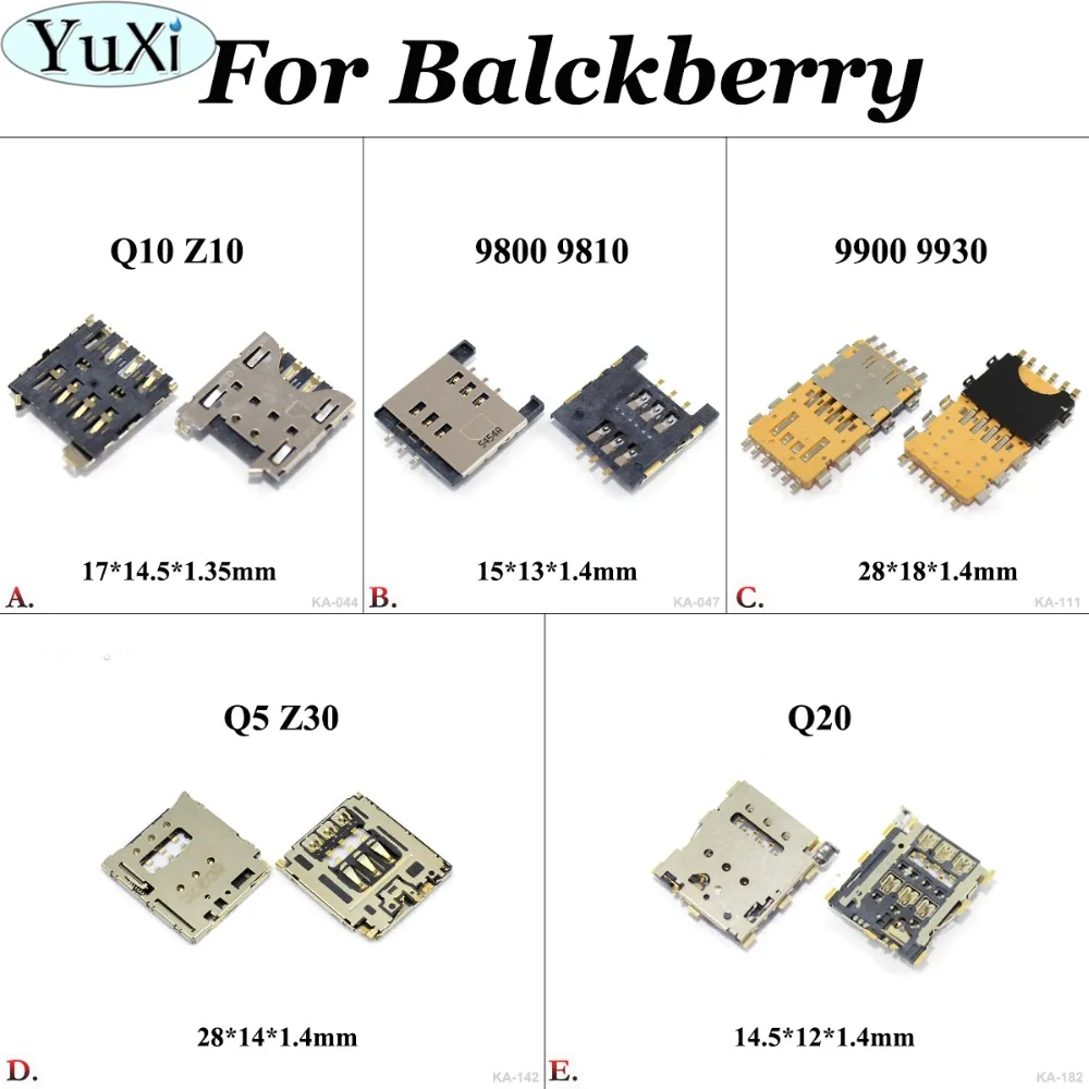 Yuxi 1 Pz Per Blackberry 9800 9810 9900 9930 Q5 Z30 Q10 Z10 Q20 Lettore Di Schede Sim Supporto Presa Slot Adattatore Vassoio