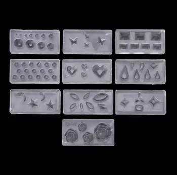 

10Pcs DIY Nail Art Silicone Mold Leaves Flower Template Acrylic UV Gel DIY Tools