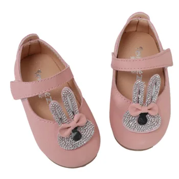 

Xinfstreet Toddler Kids Princess Shoes For Girls Shoes PU Leather Soft Rabbit Cute Baby Girl Dance Shoes Size 15-30