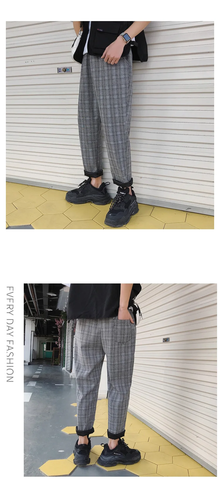 Разборчивые мужские клетчатые шаровары, брюки в стиле хип-хоп, мужская Японская уличная одежда, штаны для бега, модные повседневные спортивные штаны на весну и осень