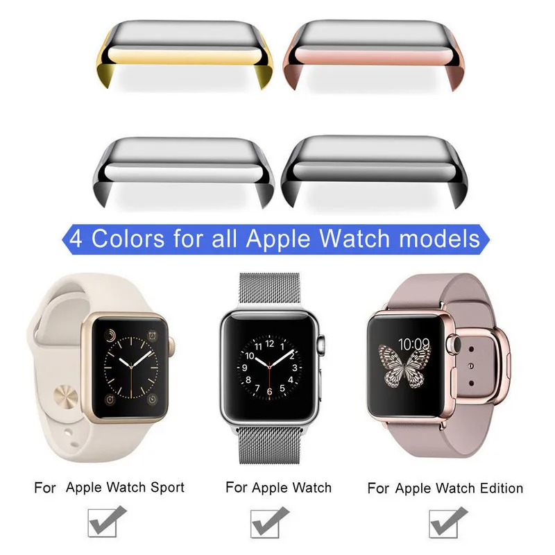 

Silicone 360 Degree Full Protective Case For Apple Watch Series 2 3 Screen Protector Cover 38mm 42mm Rose Gold Black Silver Gold
