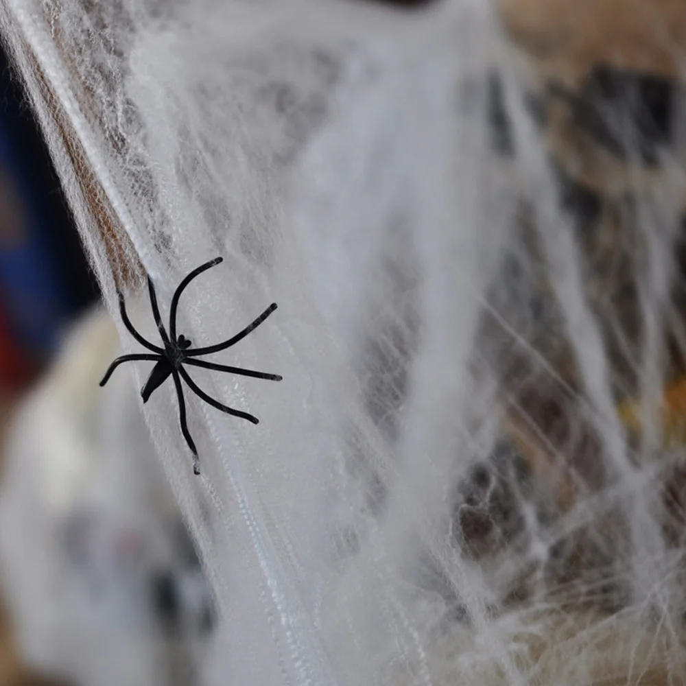 halloween scary party bar scene props spider web stretchable plastic spider web cotton horror halloween decorations