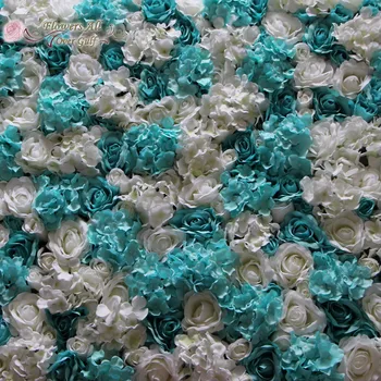 

Artificial silk rose flower wall wedding background lawn/pillar road lead market decoration 10pcs/lot tiffany blue adn white