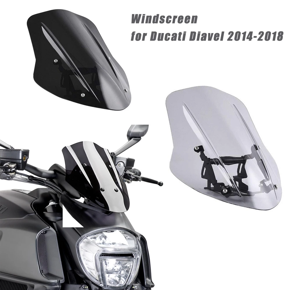

New Generation Windshield Windscreen For Ducati Diavel 2014 2015 2016 2017 2018 Motorcycle Aftermarket Screen Protector