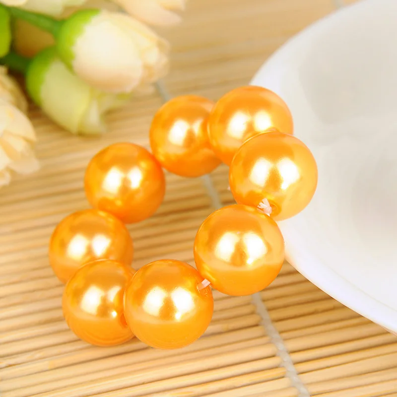 Popular 1PC Elastic Big Imitation Pearl 4Colors Adjustable Pearl Beads Valentines Gift Handmade Hair Rope