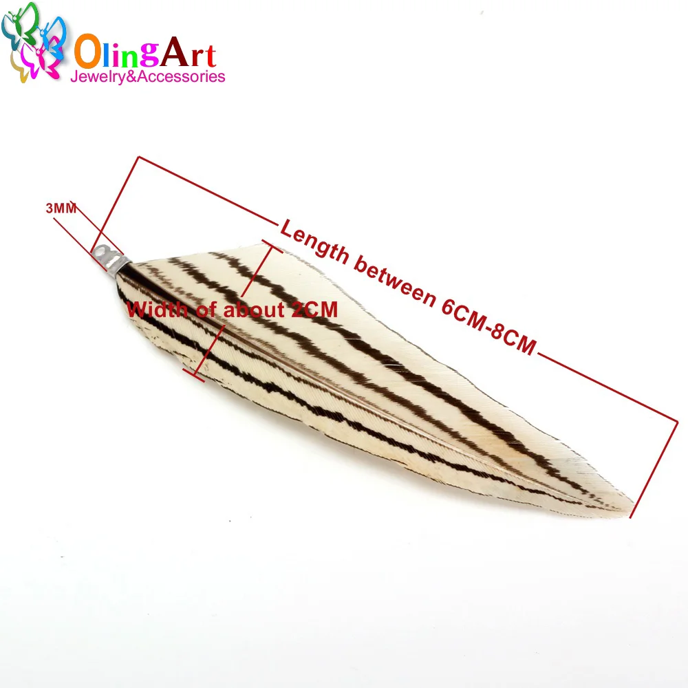 Женские серьги подвески OlingArt из натуральных перьев 12 шт. 8 см с красной головой