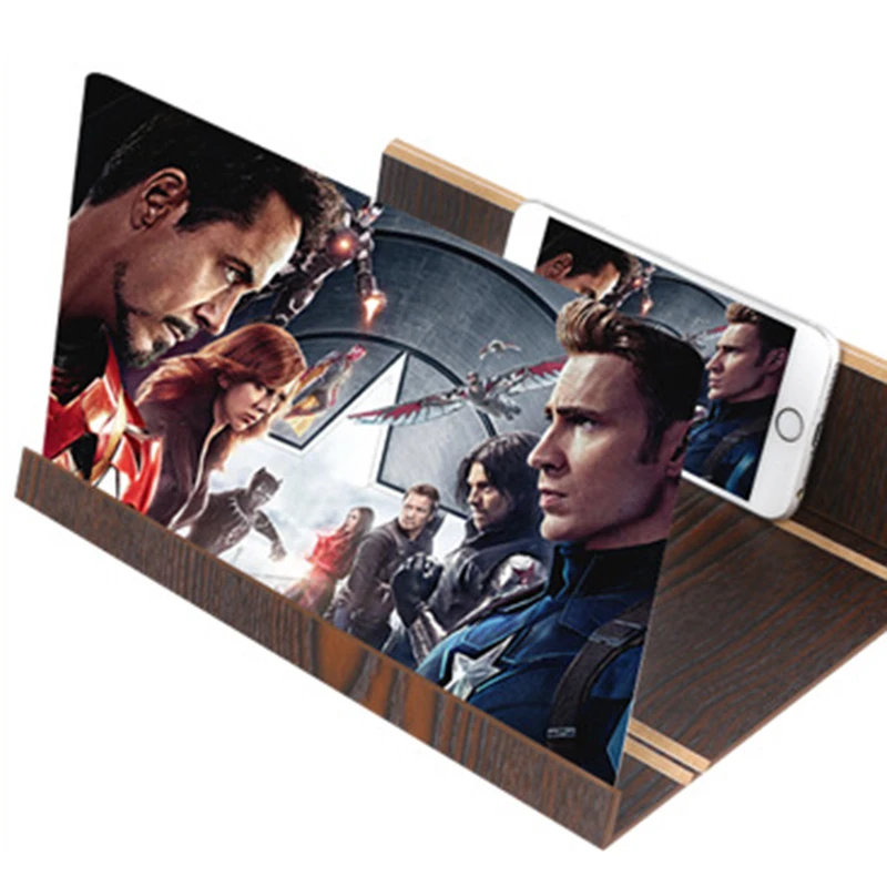 

12 Inch Wood 3D HD Mobile Phone Screen Magnifier Screen Amplifier Holder Stand Video Folding Enlarged Expander Desktop Stands