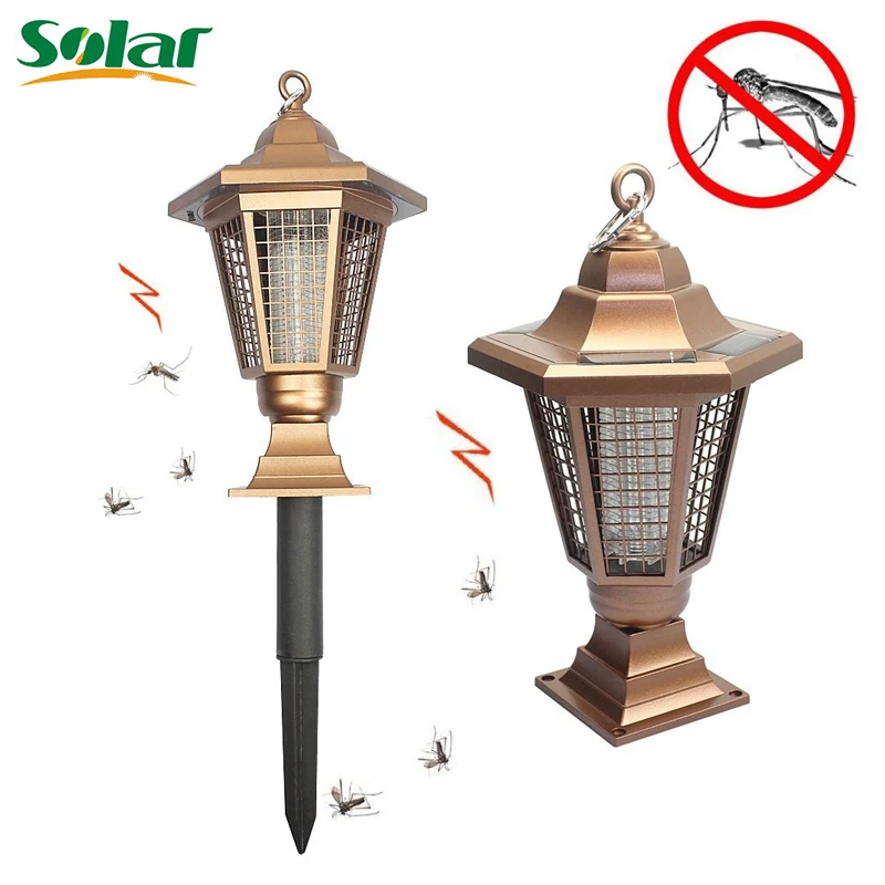 Солнечный Zapper Улучшенный наружный светодиодный светильник, лампа Летающая от насекомых, Отпугиватель комаров, подвешивание или кол в саду