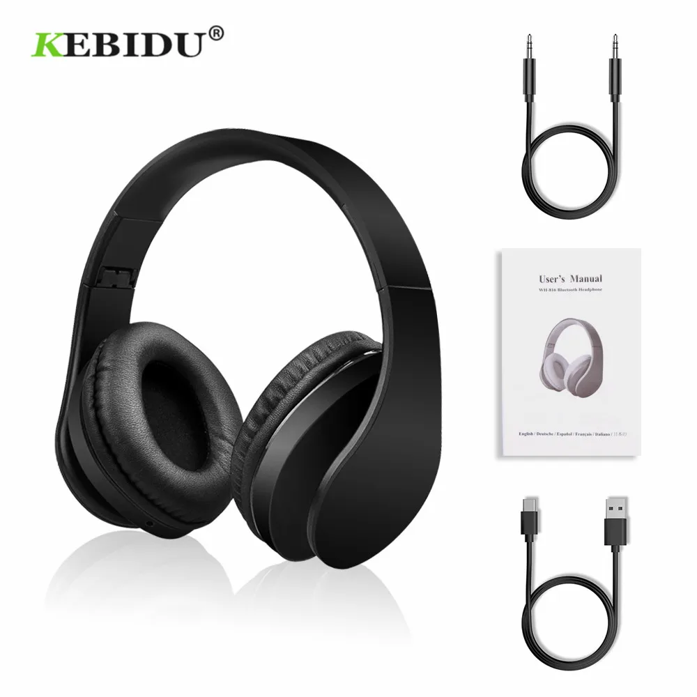 

KEBIDU Foldable stereo earphones bluetooth headphone music headset support TF card with mic for mobile xiaomi iphone sumsamg