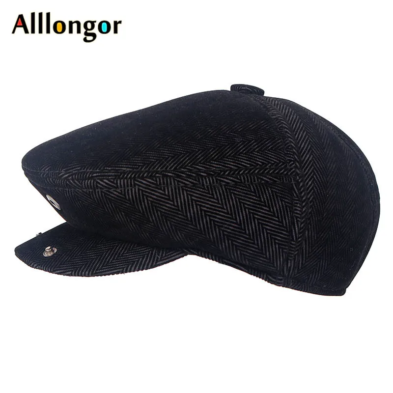 Autumn Winter Dad Hat Warm Beret Wool Male Berets Men tweed Plaid Black newsboy Cap Advance Ivy flat cap Peaked Hats Boina