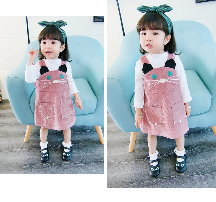 

2pc/set 1 Primer shirt+1 overalls Baby Girl sets cute cat printed autumn winter clothing sets gift patchwork for mothers